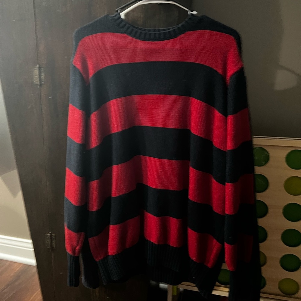 Red & Navy Brianna Cotton Thick Sweater